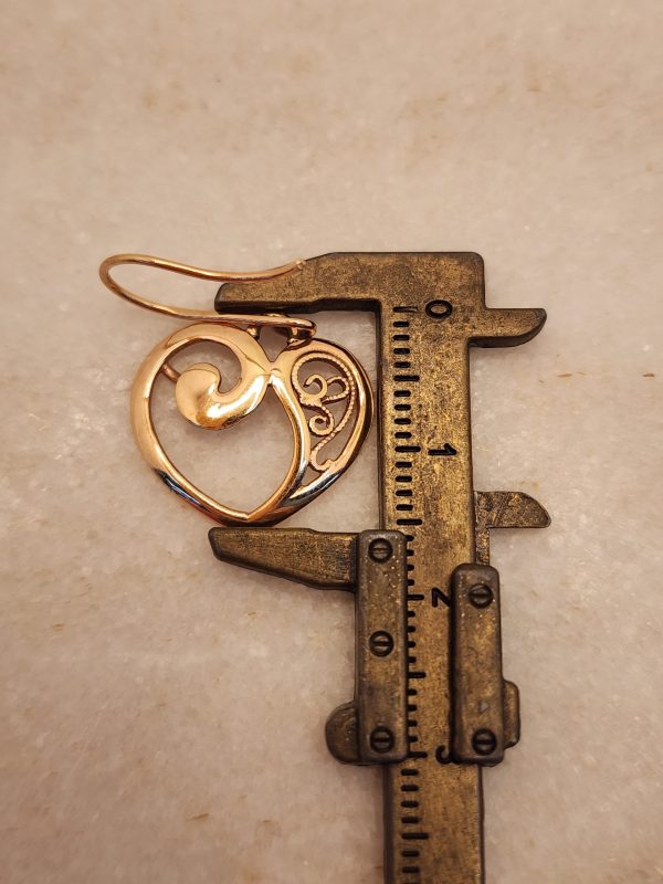 Ladies 9ct Rose Gold Heart Dangle Earrings - IP384757 - Image 14