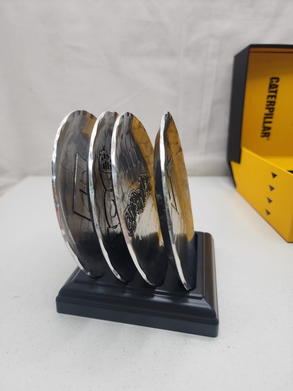 Caterpillar 100 Year Anniversary Metal Coaster Set and Stand w/ Display Box - IP388951 - Image 10