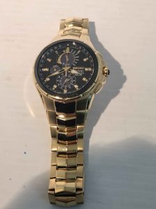 MENS GOLD SEIKO WATCH  (V198-OAB0) #GN390537