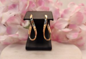Ladies 9CT Rose Gold Statement Twirl Hoops - IP384756