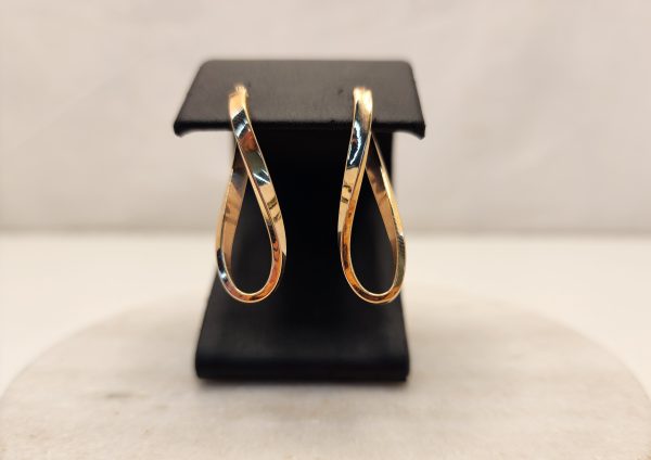 Ladies 9CT Rose Gold Statement Twirl Hoops - IP384756 - Image 3