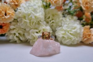 9ct Yellow Gold Yellow Stone and Diamond Ring TW370889
