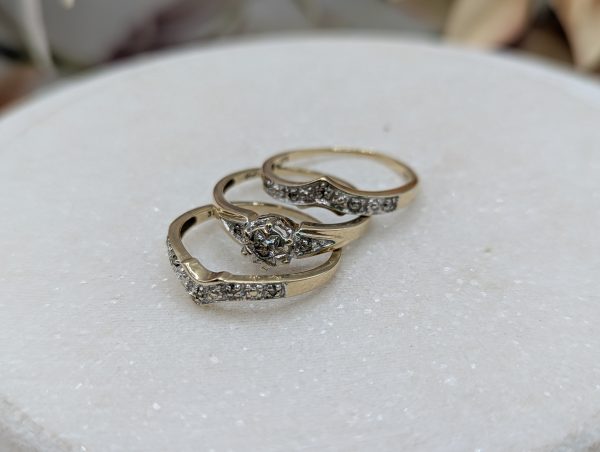 Ladies 9CT Yellow Gold Diamond Bridal Set Rings (4.4gms) - BP372059
