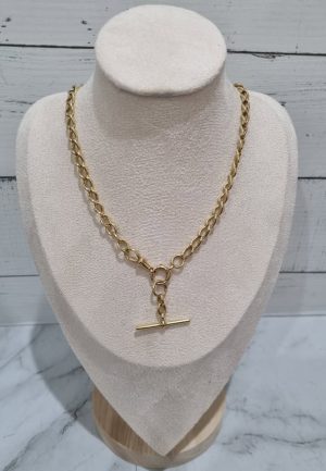 18CT YELLOW GOLD FOB CHAIN NECKLACE TW384815