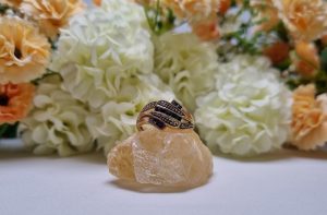 10ct Yellow Gold Channel Set Blue Stone Ring TW381886