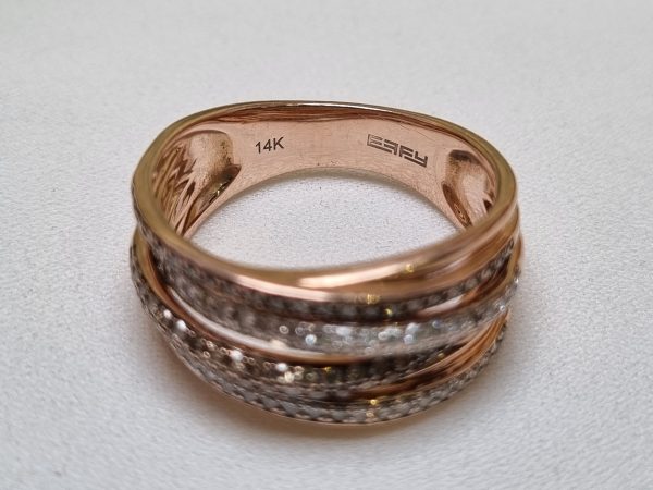 14ct Rose Gold Layered Channel Set Ring TW382667 - Image 3
