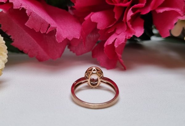 9ct Rose Gold Pink Stone Halo Ring TW376103 - Image 10
