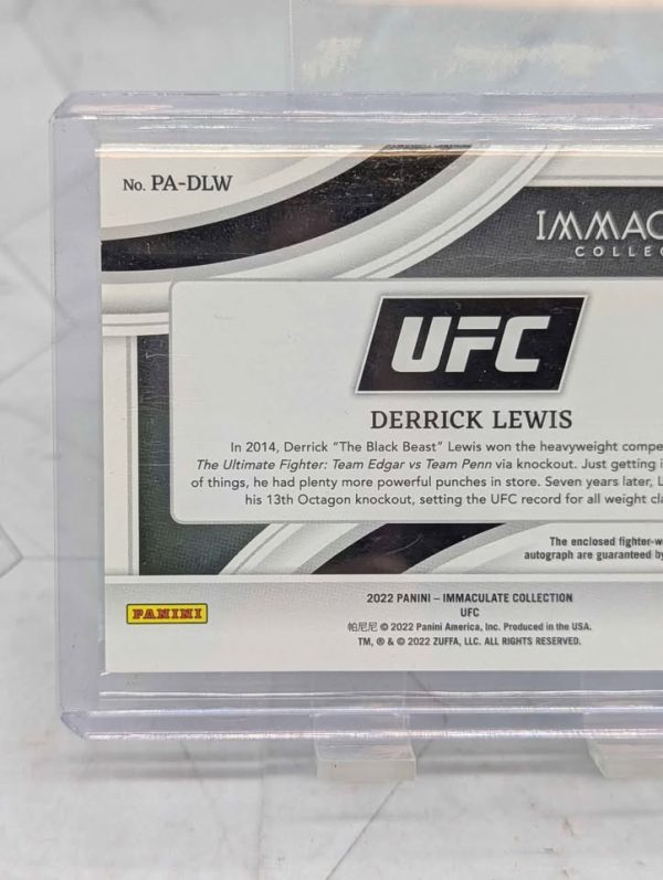 Panini 2022 UFC Immaculate Collection Derrick Lewis Autograph/Memorabilia Card (80/99) - BP391094 - Image 6