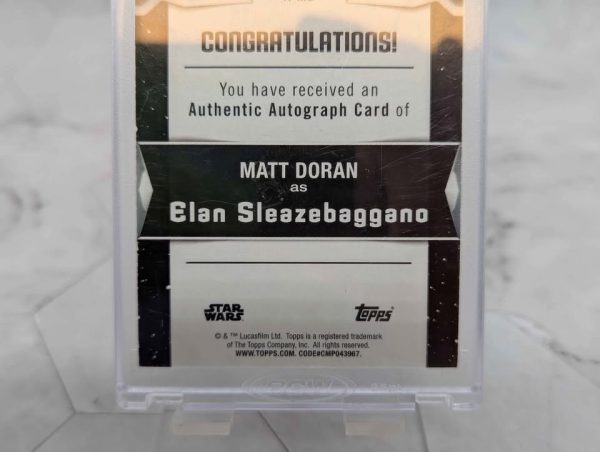 Topps Star Wars Matt Doran as Elan Sleazebaggano Autograph Card - BP390993-5 - Image 7