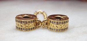Pandora Gold Plated Engraved Pavé Safety Chain for Charm Bracelet - IP389463-3