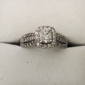 LADIES 14CT WHITE GOLF DIAMOND RING #GN370792