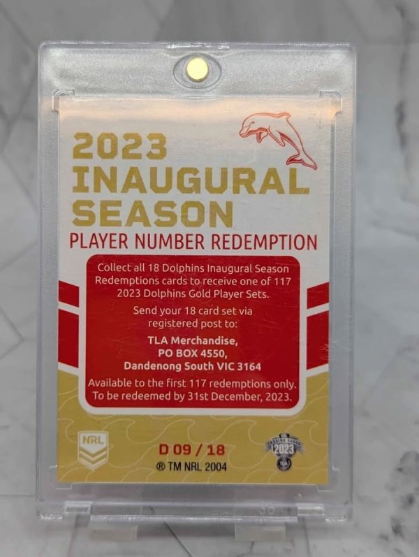 NRL 2023 Inaugural Season Dolphins Player Number Redemption Card (09/18) - BP391097 - Image 5