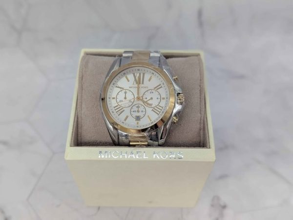 Michael Kors Bradshaw Silver Two Tone Chronograph Watch (MK-5627) - BP389911