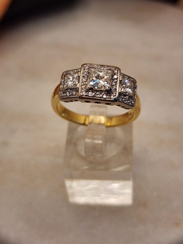 Ladies 18K Yellow and White Gold Triple Halo Diamond Ring - IP385629 - Image 47