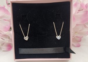Pandora Sterling Silver Matching Engraved Heart Necklaces - IP391635