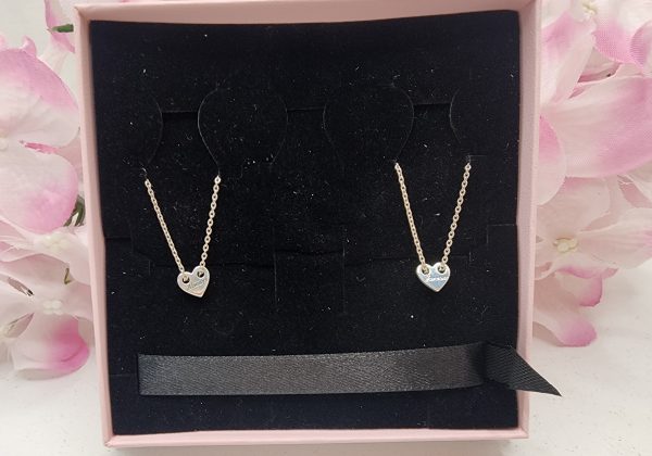 Pandora Sterling Silver Matching Engraved Heart Necklaces - IP391635
