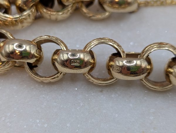 Ladies 9CT Yellow Gold Belcher Link Heart Locket Bracelet (54.1gms) - BP392057 - Image 8