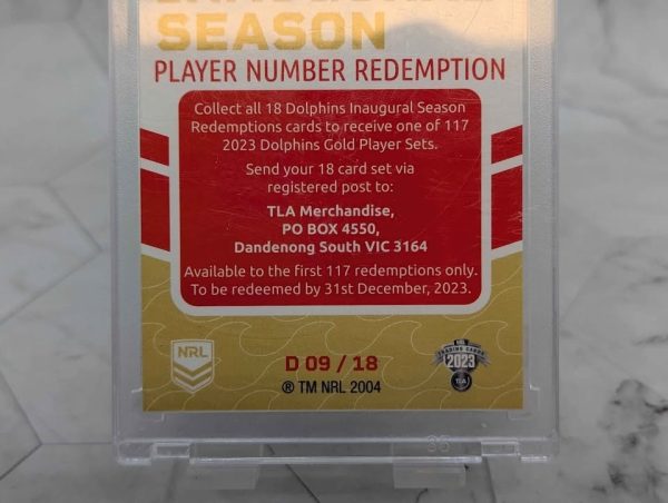NRL 2023 Inaugural Season Dolphins Player Number Redemption Card (09/18) - BP391097 - Image 7