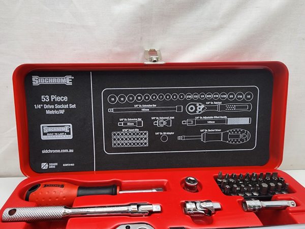 Sidchrome 53PC 1/4" Drive Socket Set Metric/AF - IP391860 - Image 6
