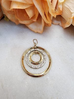 9CT Yellow Gold Two Tone Circle Pendant - IP393730