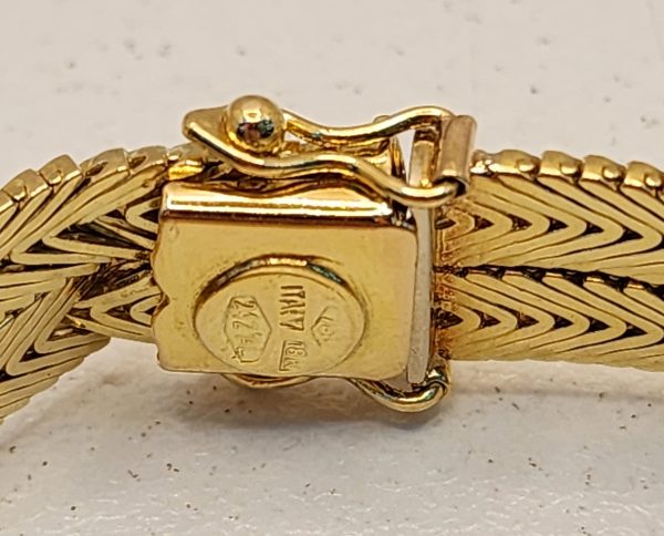 Ladies Vintage 18CT Yellow Gold Mesh Bracelet with Diamonds - IP371656 - Image 19
