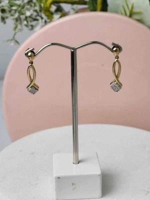 LADIES 9CT YELLOW GOLD DIAMOND EARRINGS #GN367205