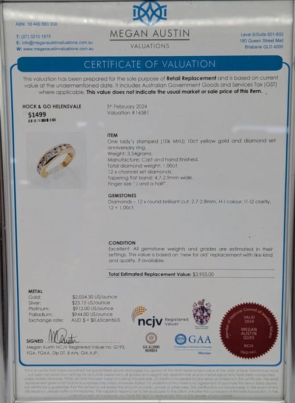 Valuated Ladies 18CT Yellow Gold Diamond Band Ring (4.13gms) - BP373758 - Image 6
