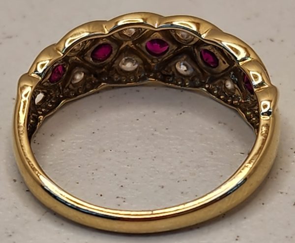 Ladies 9CT Yellow Gold Ring with Clear and Red Stones - IP388908 - Image 2