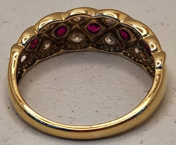 Ladies 9CT Yellow Gold Ring with Clear and Red Stones - IP388908 - Image 9