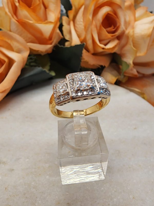 Ladies 18K Yellow and White Gold Triple Halo Diamond Ring - IP385629 - Image 34