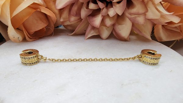 Pandora Gold Plated Engraved Pavé Safety Chain for Charm Bracelet - IP389463-3 - Image 4