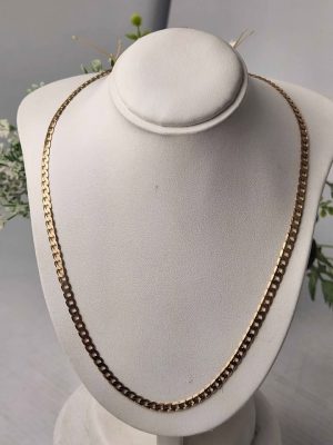 UNISEX 9CT YELLOW GOLD FLAT LINK NECKLACE #GN361893