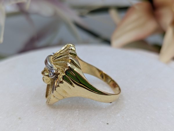 Valuated Men's 18CT Yellow Gold American Indian Chief Head Diamond Ring (21.92gms) - BP357980 - Image 5