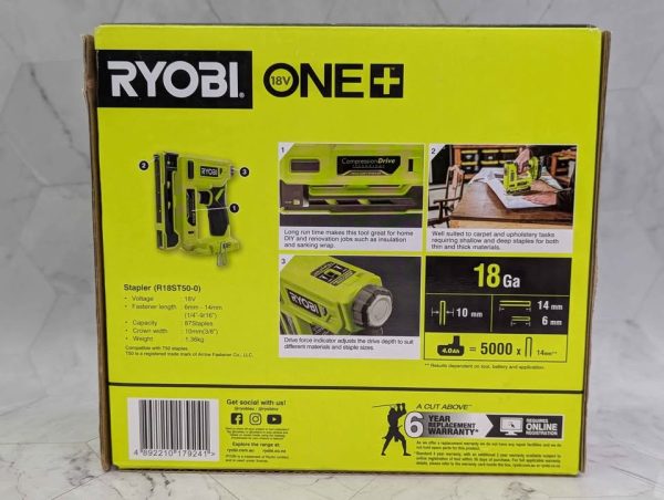 Ryobi 18V ONE+ 10mm Crown Stapler Skin-Only (R18ST50) - BP390582 - Image 3