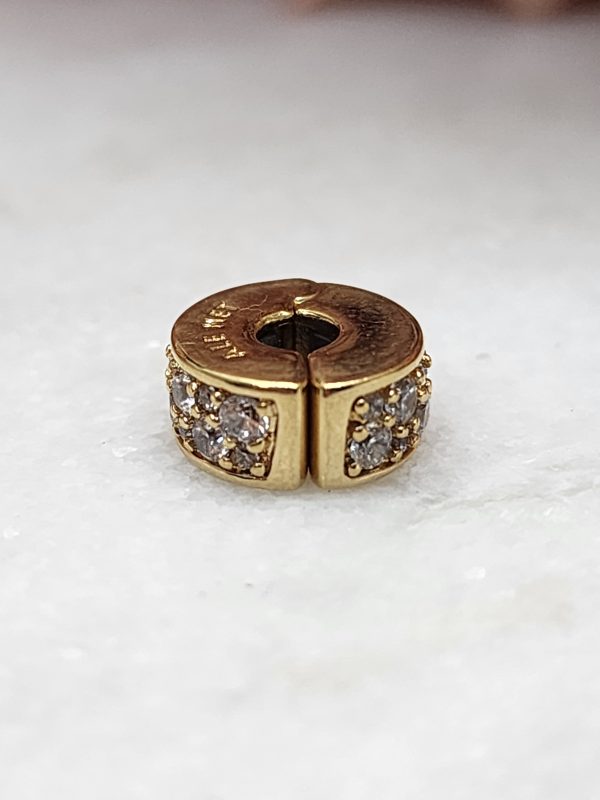Pandora Clear Stone Gold Plated Spacer Charm - IP389463-2 - Image 7