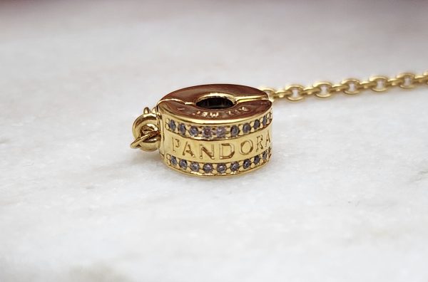 Pandora Gold Plated Engraved Pavé Safety Chain for Charm Bracelet - IP389463-3 - Image 8
