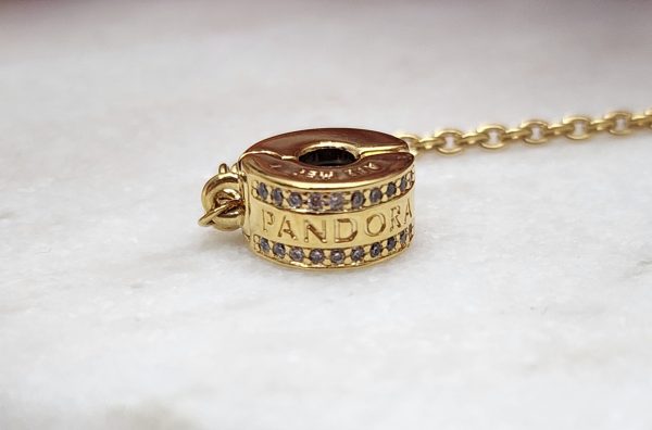 Pandora Gold Plated Engraved Pavé Safety Chain for Charm Bracelet - IP389463-3 - Image 16