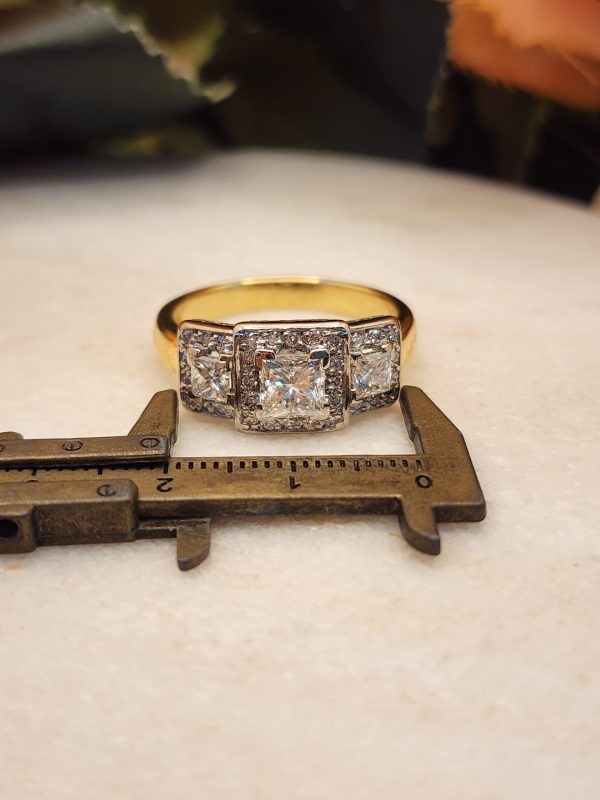 Ladies 18K Yellow and White Gold Triple Halo Diamond Ring - IP385629 - Image 71