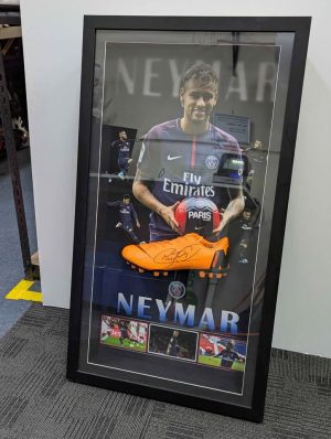 Framed Neymar Jr. Autographed Shoe Memorabilia - BP391467
