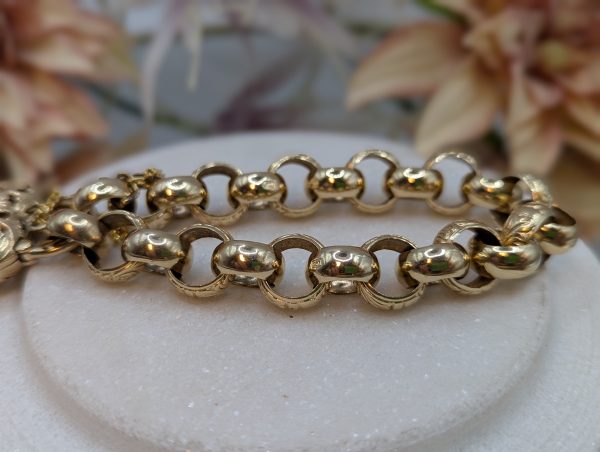 Ladies 9CT Yellow Gold Belcher Link Heart Locket Bracelet (54.1gms) - BP392057 - Image 3
