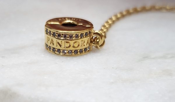 Pandora Gold Plated Engraved Pavé Safety Chain for Charm Bracelet - IP389463-3 - Image 15