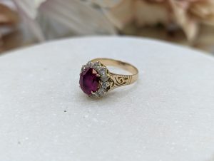 Ladies 14CT Yellow Gold CZ and Red Stone Dress Ring (3.5gms) - BP340857