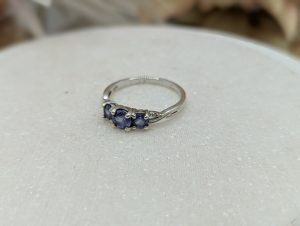 Ladies 9CT White Gold Blue Stone Ring (2.5gms) - BP393895