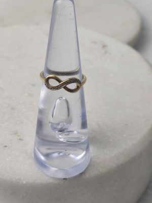 LADIES 9CT YELLOW GOLD INFINITY RING #GN402245