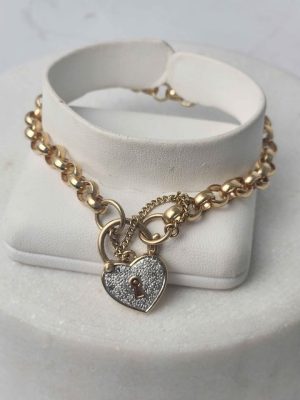 LADIES 9CT YELLOW GOLD BELCHER BRACELET #GN388409