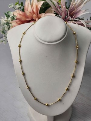 LADIES 18CT YELLOW GOLD BOX CHAIN NECKLACE #GN403722