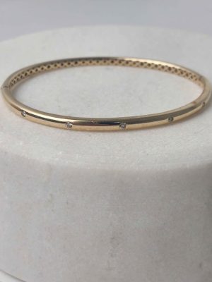 LADIES 10CT GOLD DIAMOND BANGLE #GN398776