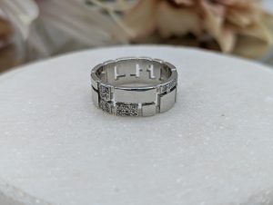 Valuated Unisex Platinum Geometric Design Diamond and CZ Ring (16.83gms) - BP381452