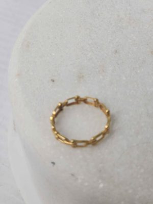 LADIES 18CT YELLOW GOLD CHAIN LINK RING #GN399797