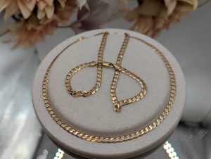 Mens 9CT Yellow Gold Flat Curb Chain Necklace (13.8gms) - BP404550